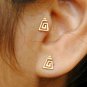 14k Gold Trapezium Spiral Tragus Lobe Helix Cartilage Earring Geometric Earring.