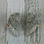 Genuine Pave Diamond Angel Wings Ear Cuff 925 Silver Ear Jacket Stud Earring.
