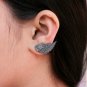 Genuine Pave Diamond Angel Wings Ear Cuff 925 Silver Ear Jacket Stud Earring.