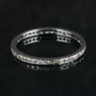 Pave Diamond Wedding Band Minimalist Ring Solid 925 Silver Fine Diamond Ring.