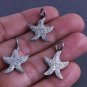Pave Diamond Star Fish Charm Pendant 925 Silver Sea Charm Pendant.
