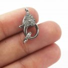 Pave Diamond Lobster Clasp 925 Silver Diamond Findings Chain Connector Jewelry.