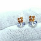 Spessartine Garnet Flower Stud Earring In 925 Silver For Christmas Gift. Spessartine Garnet Flower Stud Earring In 925 Silver For Christmas Gift.