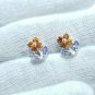 Spessartine Garnet Flower Stud Earring In 925 Silver For Christmas Gift.