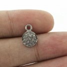 Pave Diamond Disc Charm Pendant 925 Sterling Silver Jewelry Additional Findings.