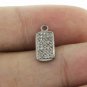 Pave Diamond Rectangle Charm Pendant 925 Sterling Silver Jewelry Findings Gift.