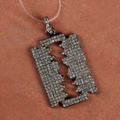 Genuine 0.95 Ct Pave Diamond Razor Blade Pendant 925 Sterling Silver Fashion.