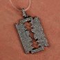 Genuine 0.95 Ct Pave Diamond Razor Blade Pendant 925 Sterling Silver Fashion.