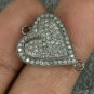 Pave Diamond Connector Findings 925 Sterling Silver Heart Love Diamond Pendant.