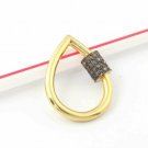 Pave Diamond Pear Drop Carabiner Lock 925 Silver Diamond Additional Jewelry Lock