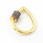 Pave Diamond Pear Drop Carabiner Lock 925 Silver Diamond Additional Jewelry Lock