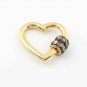 Pave Diamond Heart Carabiner Lock 925 Silver Diamond Jewelry Connector Findings.