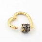 Pave Diamond Heart Carabiner Lock 925 Silver Diamond Jewelry Connector Findings.