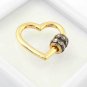 Pave Diamond Heart Carabiner Lock 925 Silver Diamond Jewelry Connector Findings.