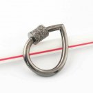 Pave Diamond Pear Carabiner Lock 925 Silver Diamond Jewelry Connector Findings.