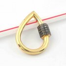 Pave Diamond Pear Carabiner Lock 925 Silver Diamond Jewelry Chain Lock Connector