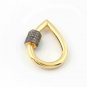 Pave Diamond Pear Carabiner Lock 925 Silver Diamond Jewelry Chain Lock Connector