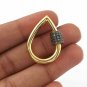 Pave Diamond Pear Carabiner Lock 925 Silver Diamond Jewelry Chain Lock Connector
