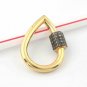 Pave Diamond Pear Carabiner Lock 925 Silver Diamond Jewelry Chain Lock Connector
