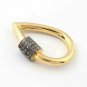 Pave Diamond Pear Carabiner Lock 925 Silver Diamond Jewelry Chain Lock Connector