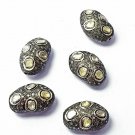 Oval Shaped Pave Diamond Beads 925 Silver Polki Diamond Wholesale Jewelry Beads.