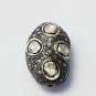 Oval Shaped Pave Diamond Beads 925 Silver Polki Diamond Wholesale Jewelry Beads.