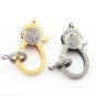 Pave Diamond Lobster Clasp 925 Sterling Silver Jewelry Findings 2 Shades.