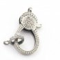 Pave Diamond Lobster Clasp 925 Sterling Silver Jewelry Findings 2 Shades.