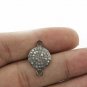 925 Sterling Silver Pave Diamond Round Charm Double Bail Connector Findings Gift