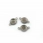 925 Sterling Silver Pave Diamond Round Charm Double Bail Connector Findings Gift