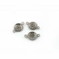 925 Sterling Silver Pave Diamond Round Charm Double Bail Connector Findings Gift