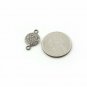925 Sterling Silver Pave Diamond Round Charm Double Bail Connector Findings Gift