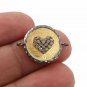 925 Sterling Silver Pave Diamond Heart Charm Double Bail Connector Findings Gift