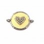925 Sterling Silver Pave Diamond Heart Charm Double Bail Connector Findings Gift