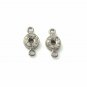 925 Sterling Silver Pave Diamond Round Charm Double Bail Connector Findings NS1.