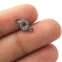 925 Sterling Silver Pave Diamond Round Charm Double Bail Connector Findings NS1.