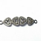 Pave Diamond Heart Shape Connector 925 Silver Diamond Bracelet Connector Finding