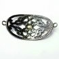 Pave Diamond Vintage Oval Jewelry Connector 925 Silver Diamond Bracelet Findings