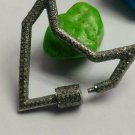 Pave Diamond Lock 925 Silver Diamond Batman Style Carabiner Lock Jewelry Finding Pave Diamond Lock 925 Silver Diamond Batman Style Carabiner Lock Jewelry Finding