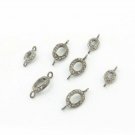 Pave Diamond Oval Double Bail Disc Connector 925 Silver Charm Findings Jewelry.