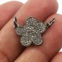 Double Bail Connector Pave Diamond Flower Connector 925 Silver Diamond Pendant.