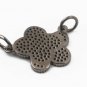 Double Bail Connector Pave Diamond Flower Connector 925 Silver Diamond Pendant.