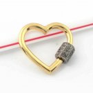Pave Diamond Heart Carabiner Lock 925 Silver Additional Jewelry Connector Bail.