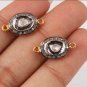 Double Bail Connector Rosecut Diamond Oval Connector 925 Silver Diamond Findings