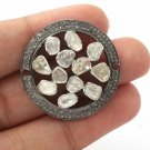 Double Connector Rosecut Diamond Round Connector 925 Silver Diamond Findings.