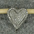 Pave Diamond Heart Jewelry Connector 925 Silver Diamond Necklace Connector Charm