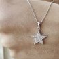 Diamond Star Necklace 14k Solid Gold Celestial Necklace Gold Xmas Women Present.