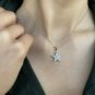Diamond Star Necklace 14k Solid Gold Celestial Necklace Gold Xmas Women Present.