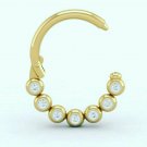 Septum Diamond Nose Ring 14k Solid Gold Genuine Diamond Women Christmas Gift.