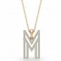 Diamond Initial Necklace M Letter Necklace Diamond Alphabet Pendant 14k Gold N77